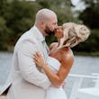 Bride wearing Damiana by Sottero and Midgley kissing her husband