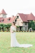 Bride In Modern Satin Wedding Dress Called Alberta By Maggie Sottero At Cottagecore Venue