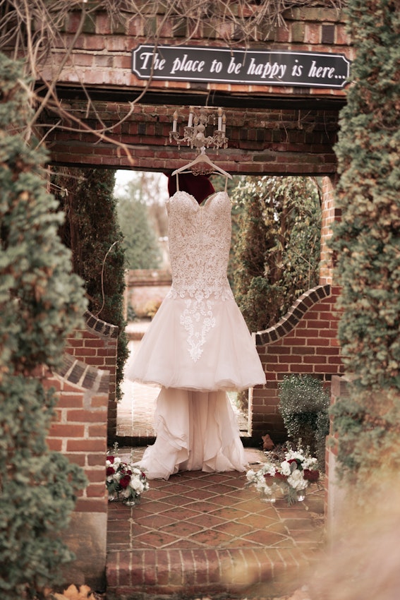 Wedding Dress Hanging Outside Called Alistaire Lynette by Maggie Sottero