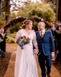 Real Bride in Beaded Chiffon Long Sleeve Wedding Dress Called Lorraine Dawn Lynette by Rebecca Ingram