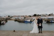 Groom With Bride In Minimalist Wedding Dress With Pearls Sahar Marie By Maggie Sottero