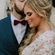 Groom With Bride Wearing Lace Sheath Wedding Dress Francesca By Maggie Sottero