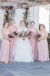 Real Bride In Ruffled Wedding Dress Called Fatima By Maggie Sottero With Bridesmaids In Pink