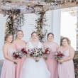 Real Bride In Ruffled Wedding Dress Called Fatima By Maggie Sottero With Bridesmaids In Pink