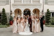 Groom and Bride Wearing Lace Mermaid Wedding Gown Called Montgomery By Sottero and Midgley With Wedding Party