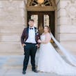 Bride In Floral Lace Mindel Maggie Sottero With Groom