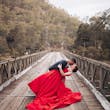 Bride In Red A-line Alera Sottero Midgley With Groom