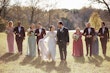 Family & Friends with Newlyweds. Bride in Geometric Allover Lace Wedding Dress with Sweetheart Neckline Called Dover by Maggie Sottero