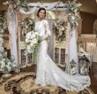 Bride Wearing Modest Lace Wedding Dress Called Tuscany Leigh By Maggie Sottero