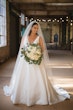 Real Bride in Mikado A-Line Bridal Dress with Plunging V-Neckline Called Raven Marie by Maggie Sottero