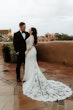 Groom With Bride Wearing Elegant Sleeved Wedding Dress Cambridge Dawn By Sottero And Midgley