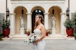 Bride Wearing Lace Mermaid Wedding Gown Called Montgomery By Sottero and Midgley Looking Off To The Distance