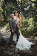 Groom With Bride Wearing Unique Boho A-Line Wedding Dress Keating By Rebecca Ingram