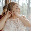 Bride In Chiffon Wedding Dress Called Tasha By Rebecca Ingram In Sparkly Belt