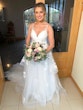 Bride wearing Lettie wedding dress by Rebecca Ingram