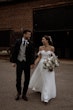 Real Bride in A-Line Bridal Gown with 3-D Floral Motifs Called Mirra by Maggie Sottero