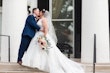 Real Bride in Halter Ball Gown Wedding Dress with Illusion Lace Bodice over Sweetheart Neckline Called Tovah by Sottero & Midgley