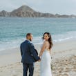 Groom On Beach With Bride In A White Beaded Wedding Dress Named Jonah Lane By Sottero And Midgley