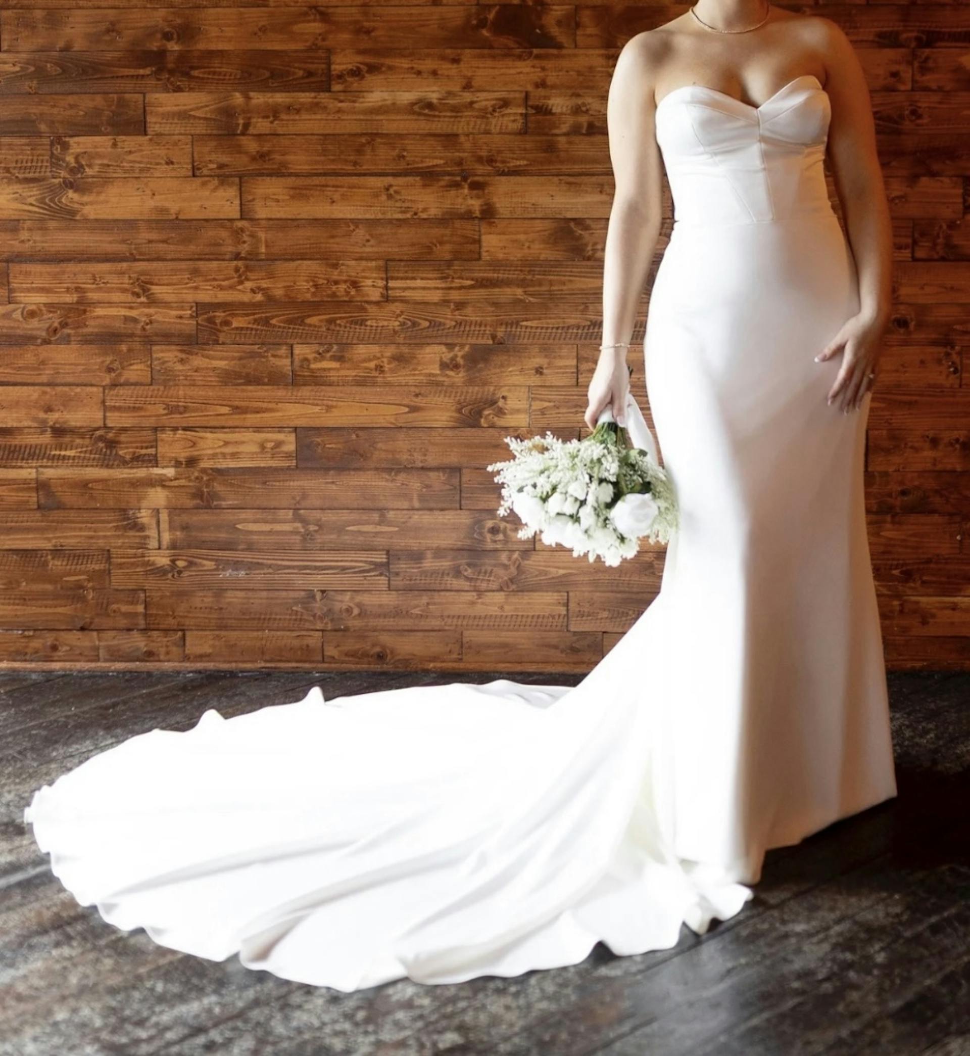 Bride Wearing Simple Wedding Dress Called Luanne By Maggie Sottero