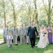 Family and Bride Wearing a Classic Lace Wedding Dress Called Brenda by Rebecca Ingram