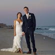 Groom with Bride at Beach Wedding wearing Sexy Boho Wedding Dress called Tuscany by Maggie Sottero.