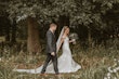 Bride In Illusion Train Edison Maggie Sottero With Groom