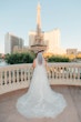 Bride at a Las Vegas Wedding Wearing Lace Ballgown Called Ellen by Rebecca Ingram