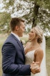 Bride In Sparkle Fit-and-Flare Fontaine By Maggie Sottero With Groom