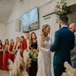 Groom With Bride Wearing Lace Sheath Wedding Dress Francesca By Maggie Sottero