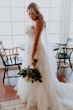 Bride Wearing A-Line Lace Wedding Dress Marisol By Rebecca Ingram