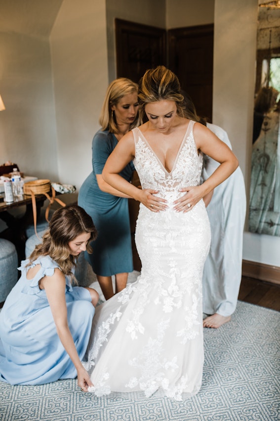 Bridal Party Dressing Bride Wearing Wedding Dress Called Greenley by Maggie Sottero