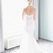 Bride Wearing Lace Mermaid Style Wedding Dress Tuscany By Maggie Sottero 