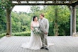 Groom with Real Bride in V-neck Lace Strap Wedding Dress Named Dublin by Sottero & Midgley