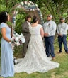 Bride In Modest A-line Courtney Leigh Rebecca Ingram With Guests