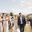 Bride Wearing Simple Mermaid Wedding Dress Called Mitchell By Maggie Sottero Walking Down The Aisle With Groom And Wedding Party