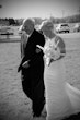 Real Bride in Bead Embroidery Deep Keyhole Back Wedding Dress Named Bellarose By Rebecca Ingram in Black and White