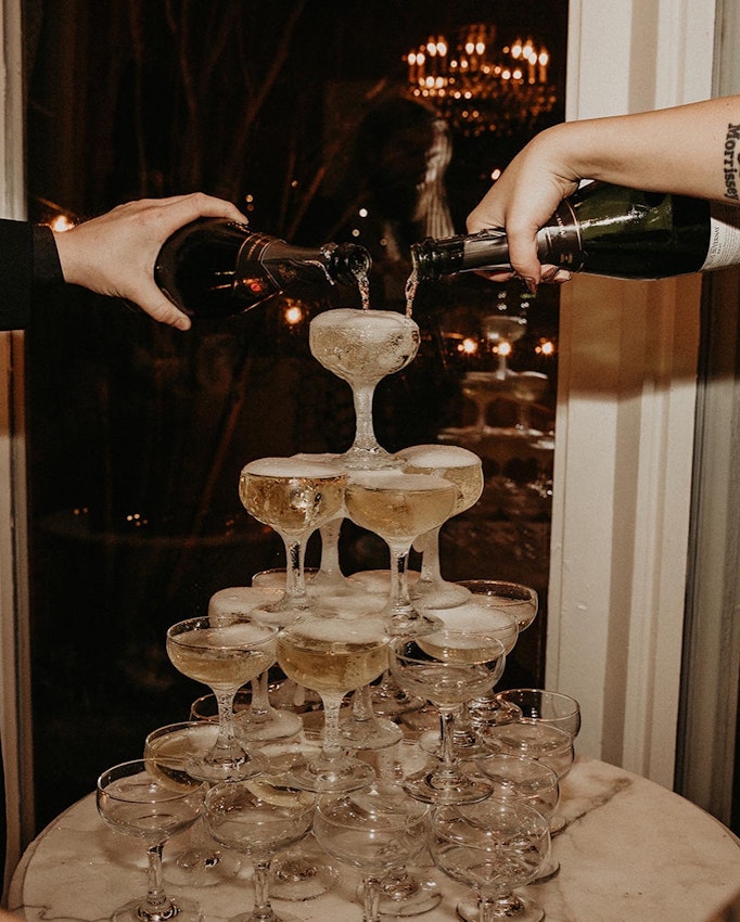 Wedding Day Champagne Tower