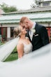 Bride Wearing Square Neck Wedding Dress Called Albany By Maggie Sottero Looking At Groom