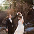 Bride Wearing Boho Sleeved Wedding Dress Called Drita By Maggie Sottero Dancing With Groom
