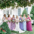 Bridesmaids with the Bride Wearing a Classic Lace Wedding Dress Called Brenda by Rebecca Ingram