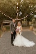 Bride Wearing Pink Lace Mermaid Wedding Dress Called Kenleigh By Sottero And Midgley With Groom