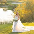 Bride Wearing Lace Fit-n-flare Wedding Dress Called Nyjah By Sottero And Midgley During Golden Hour