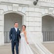 Bride wearing Marvine wedding gown by Sottero and Midgley with her husband