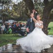 Bride Wearing Ballgown Wedding Dress Called Indiana By Maggie Sottero Dancing With Groom