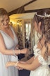 Real Bride in A-Line Bridal Gown with 3-D Floral Motifs Called Mirra by Maggie Sottero