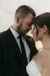 Bride Wearing Sexy Strapless Wedding Dress Called Zelda By Rebecca Ingram With Groom