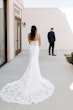 Groom With Bride Wearing Sexy Crepe Sheath Wedding Dress Cambridge By Sottero And Midgley