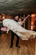 Bride Wearing Lace Ballgown Wedding Dress Called Sasha By Maggie Sottero Dancing With Groom