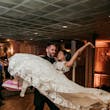 Bride Wearing Lace Ballgown Wedding Dress Called Sasha By Maggie Sottero Dancing With Groom
