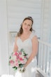 Bride Wearing a Classic Lace Wedding Dress Called Brenda by Rebecca Ingram